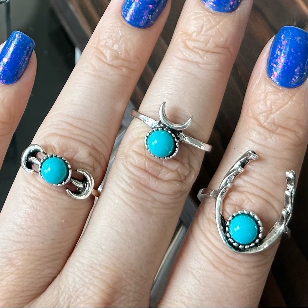 Boho Turquoise Ring Set - Picture 3 of 13